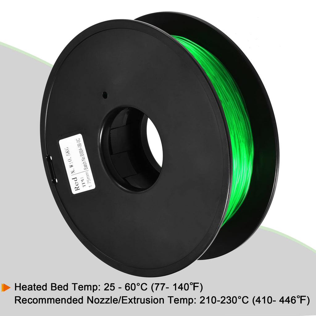Uxcell 3D Printer Filament 1.75mm TPU Filaments Dimensional Accuracy +/- 0.05mm Green