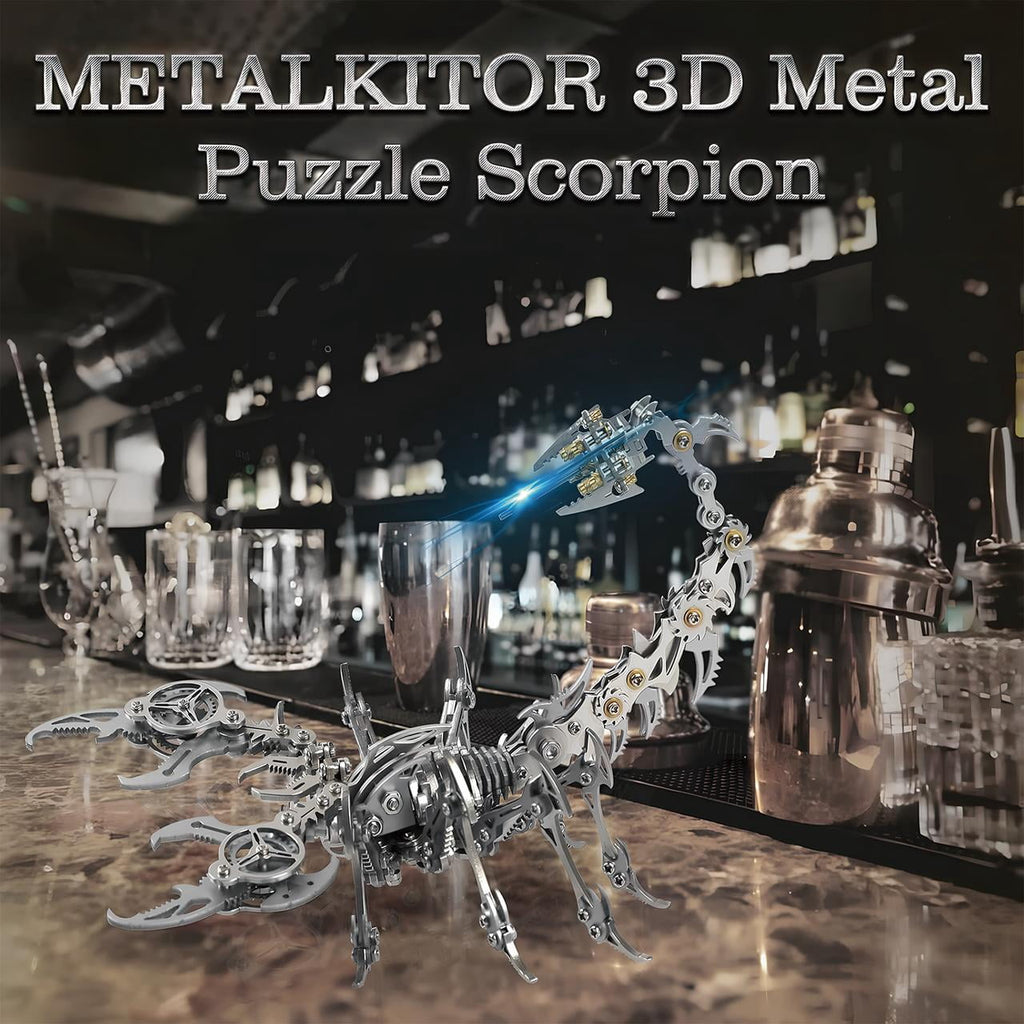 Metalkitor Scorpion 3D Metal Puzzle Kit - 454 Pcs, Mechanical Model for Adults/Teens, Golden, Ideal Gift & Decor