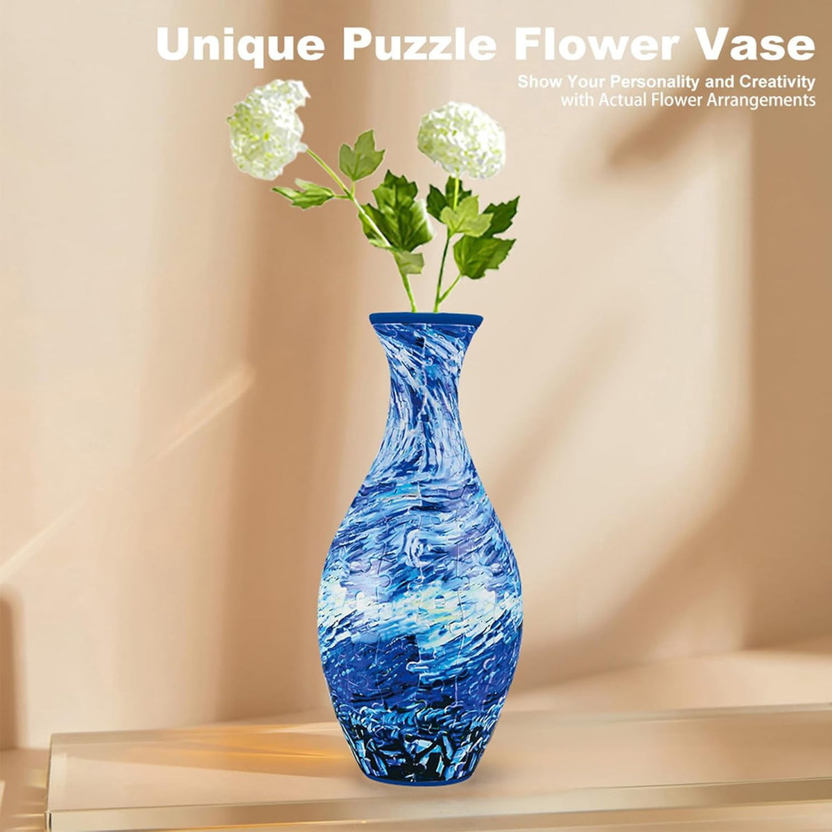 Emboadlie/Presumablyi/Minutetiny 3D Puzzle Vase, 3D Flower Vase Puzzle for Adults, 160 Pieces, Unique Art for Living Room, Office Decoration, House Warming Gift (B)
