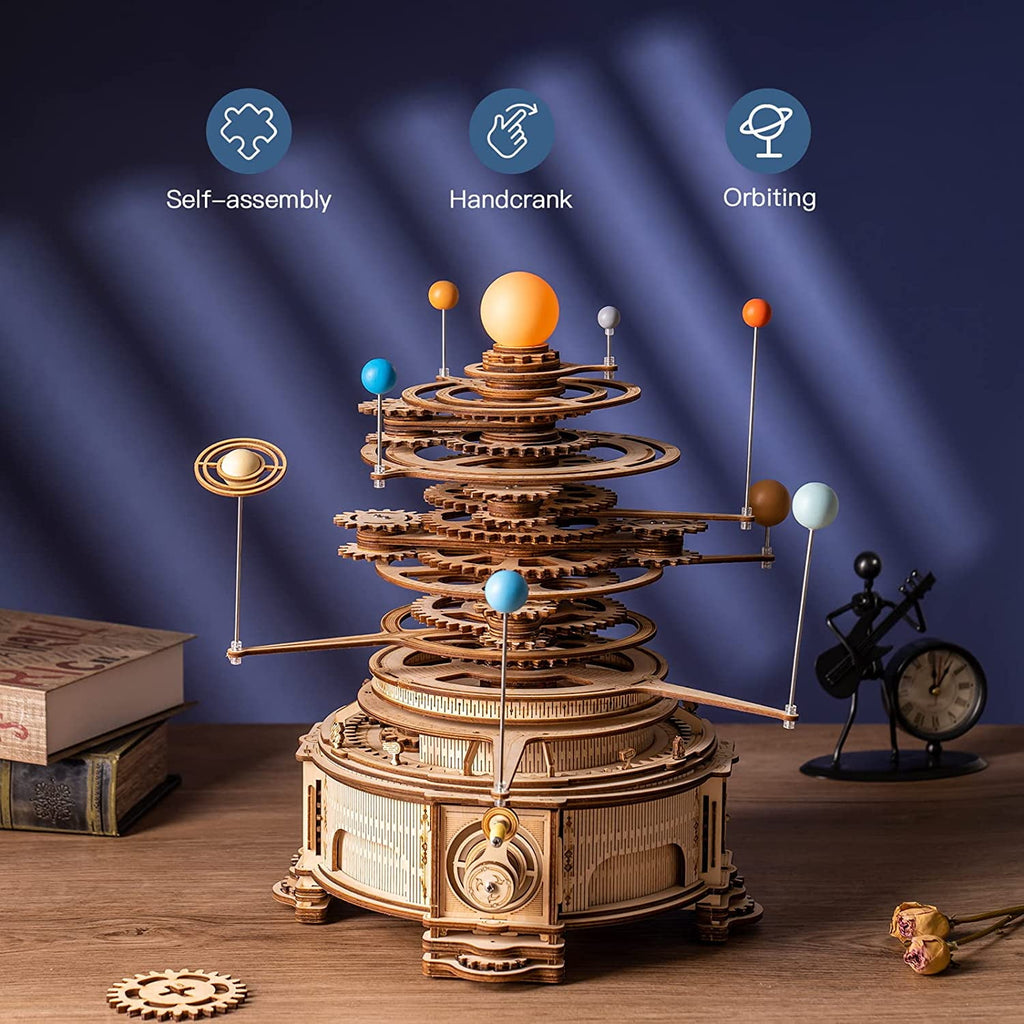 ROKR 316 Pieces 3D Wooden Puzzle Orrery Solar System Model Kit Crafts Desk Decor Gift for Adults Teens