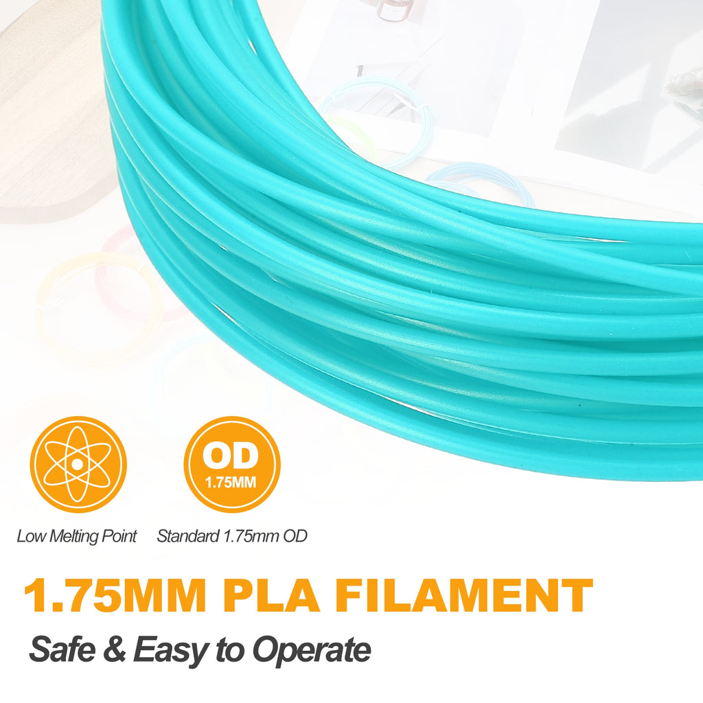 Uxcell 2 Pcs 3D Pen Filament, 1.75mm Dia 33ft Length PLA 3D Printing Pen Filament Refills for 1.75mm 3D Printing Pen, Blue Green