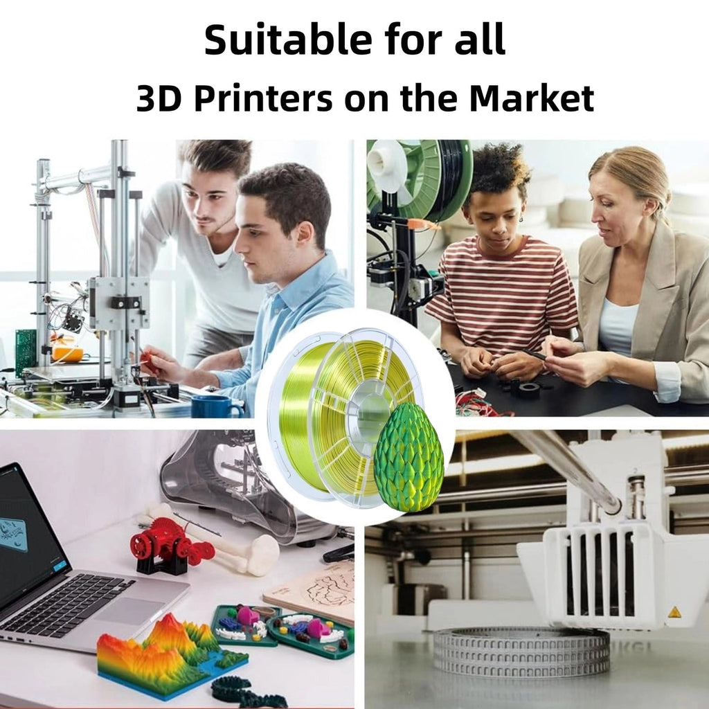 PLA Silk 3D Printer Filament 1.75mm, Dimensional Accuracy +/- 0.02 mm, 1KG Spool (2.2lbs) PLA Gradient Color