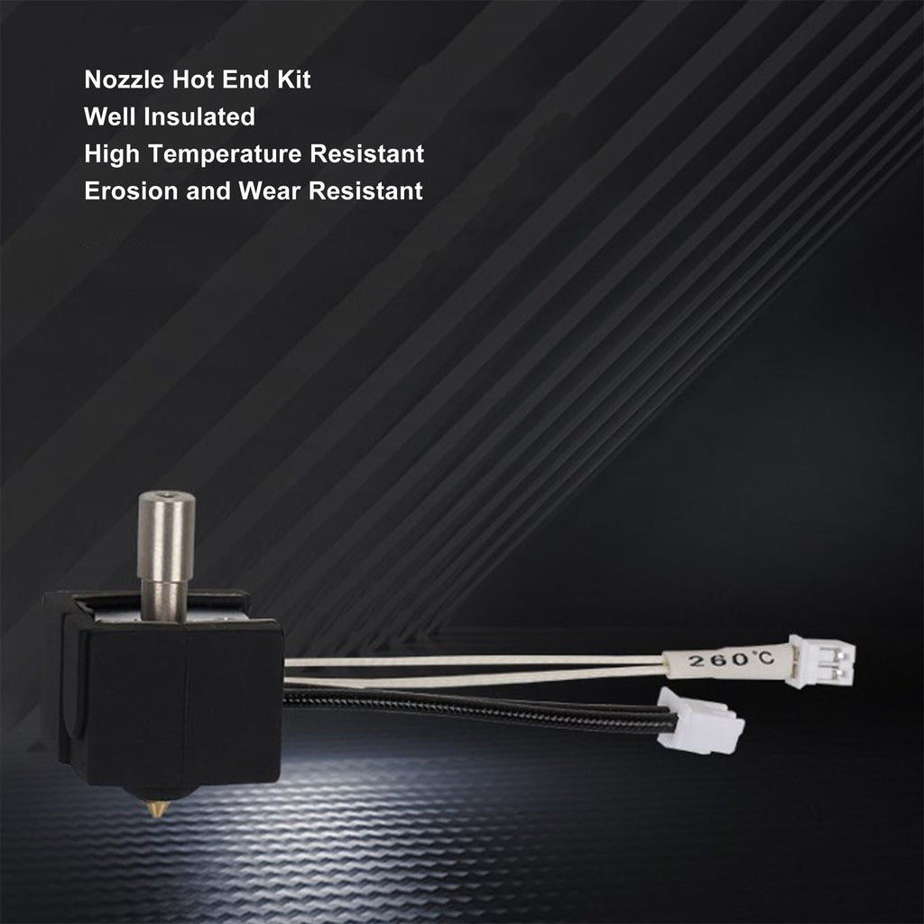 Premium Extruder Hotend Heater Block Set Brass Nozzle Replacement Part 0.4mm Kit Assembled Aluminum Alloy Device 3.54 inches / 9 cm Long For 3D Printers