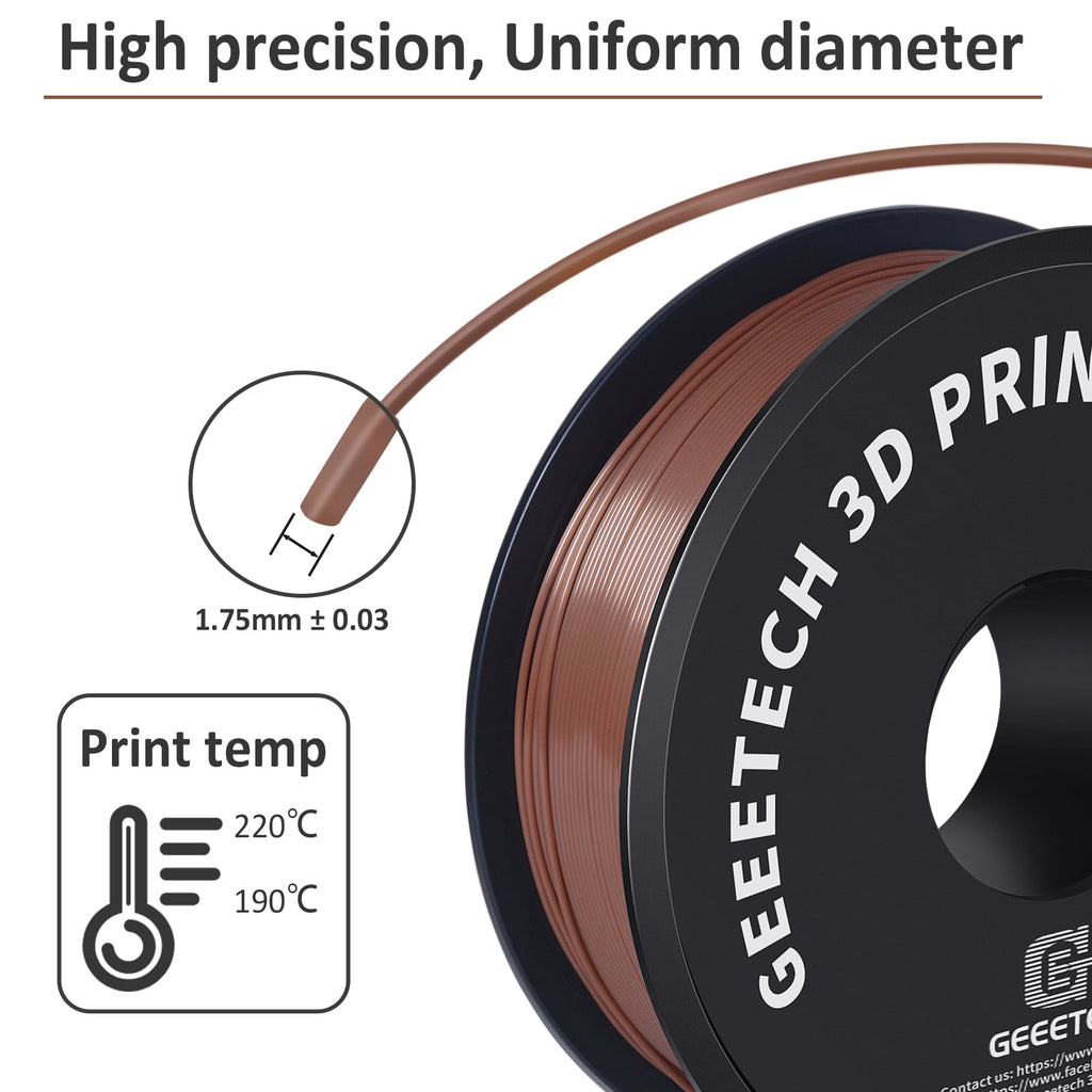 GEEETECH 3D Printer New Brown PLA Filament 1.75mm 1kg Spool (2.2lbs),Dimensional Accuracy +/- 0.03mm