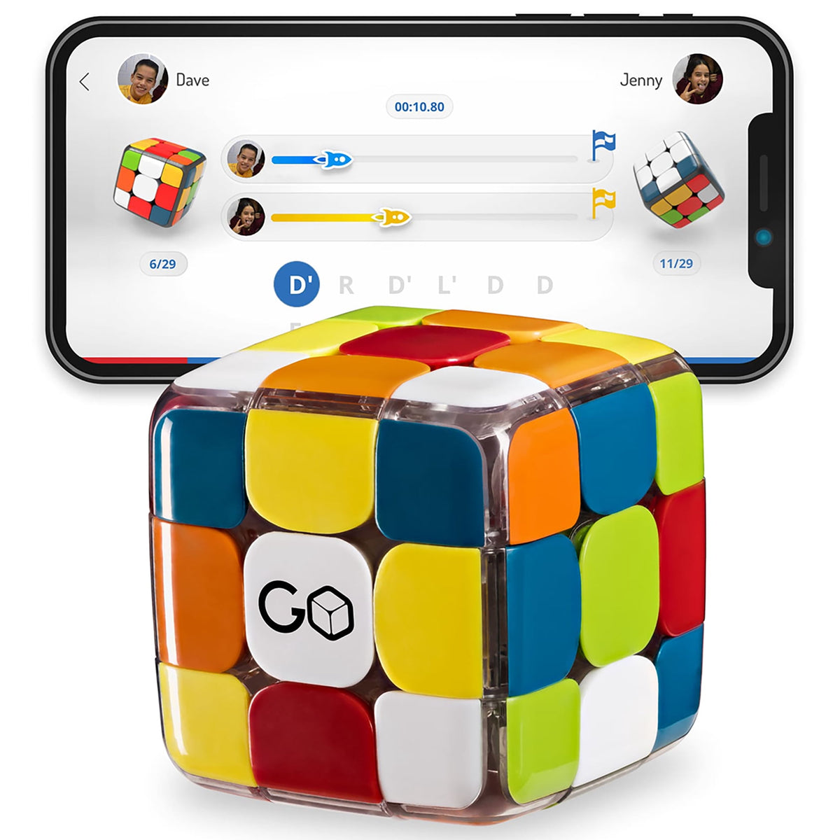 GoCube: Edge - 3x3 Electronic Handheld Mind Puzzle, Mini Games, Magnetic Speed Cube, 3D Brain Teaser Toy, Bluetooth App Enabled Device, Kids Adults 8+