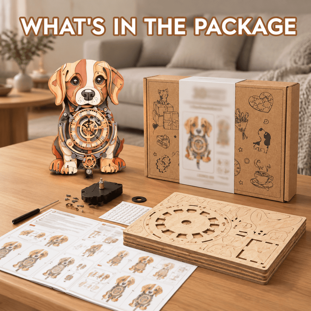 Wooden House Clock 3D Puzzle DIY Mechanical Clock Kit for Adults Teens