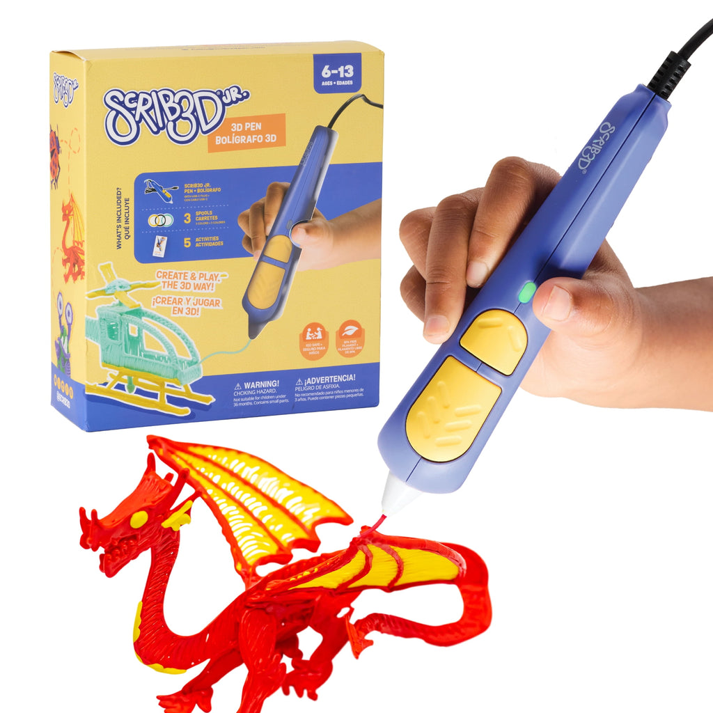 SCRIB3D Junior 3D Printing Pen for Kids Ages 6+, No Hot Parts, Includes 30 ft Filament and Activity Guide