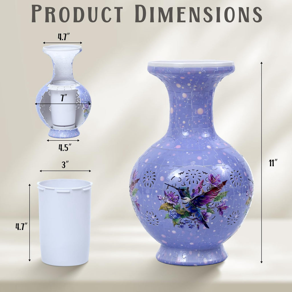 3D Vase Puzzle with Lighting ,200Pieces 3D Puzzles for Adults,Vase Puzzle for Home Decor,Christmas Birthday Gifts