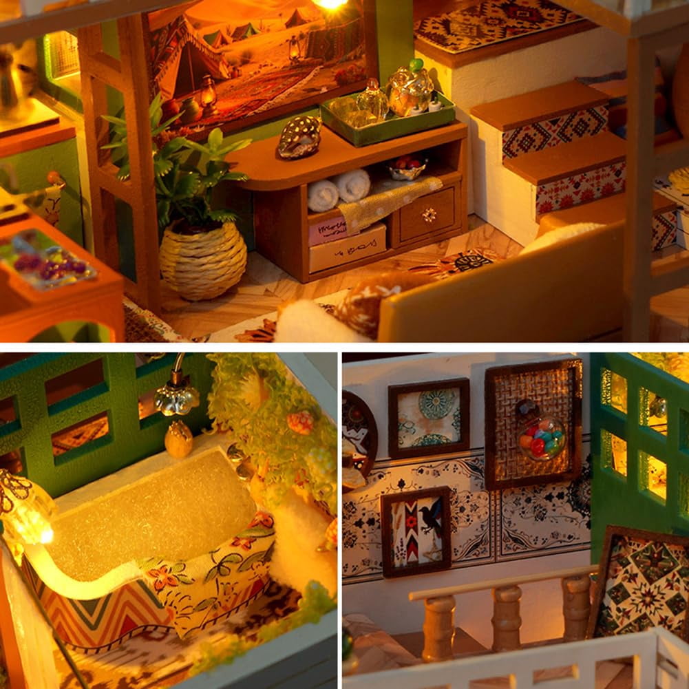 DIY Miniature House Kit, Mini Dollhouse Architectural Model, 3D Puzzles for Adults and Teens, Gifts for Friend and Parents