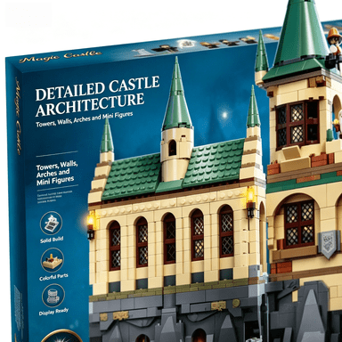 764Pcs Fantasy Castle Building Set with Glowing Lanterns, 5 Mini Figures, Dragon Skeleton & Swing Armory Scene, DIY 3D Puzzle Kit for Adults Teens, Desktop Home Decor