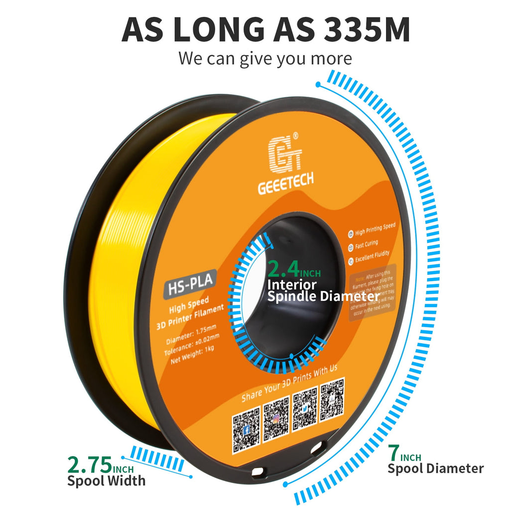 Geeetech 1.75mm PLA 3D Printer Filament, 1kg Spool (2.2lbs), Dimensional Accuracy +/- 0.03mm,yellow