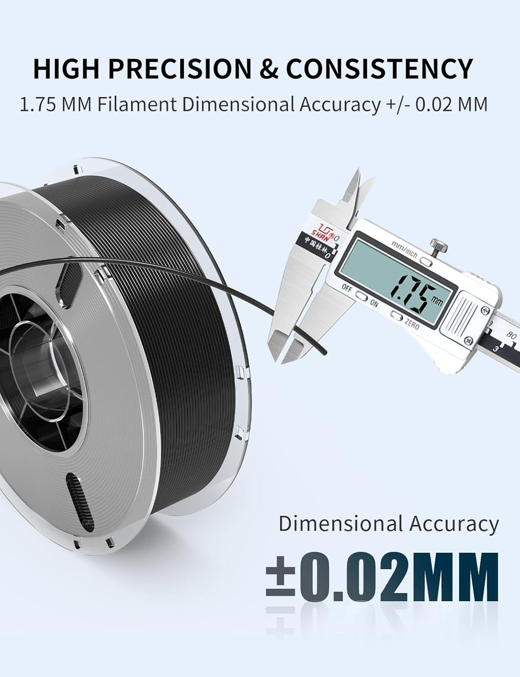 RAMBERY Black PLA Plus 3D Printer Filament 1.75mm 1kg