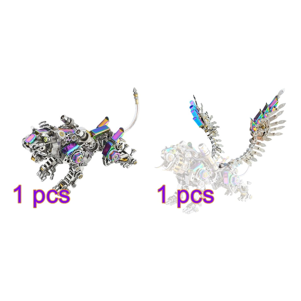 3D Metal Puzzle Colorful Bengal Tiger Model Kit, 700PCS Mechanical Steampunk Tiger 3D Metal Jigsaw Puzzle to Build, DIY Assembly Gift for Adults & Teens -Wings 1 Pair