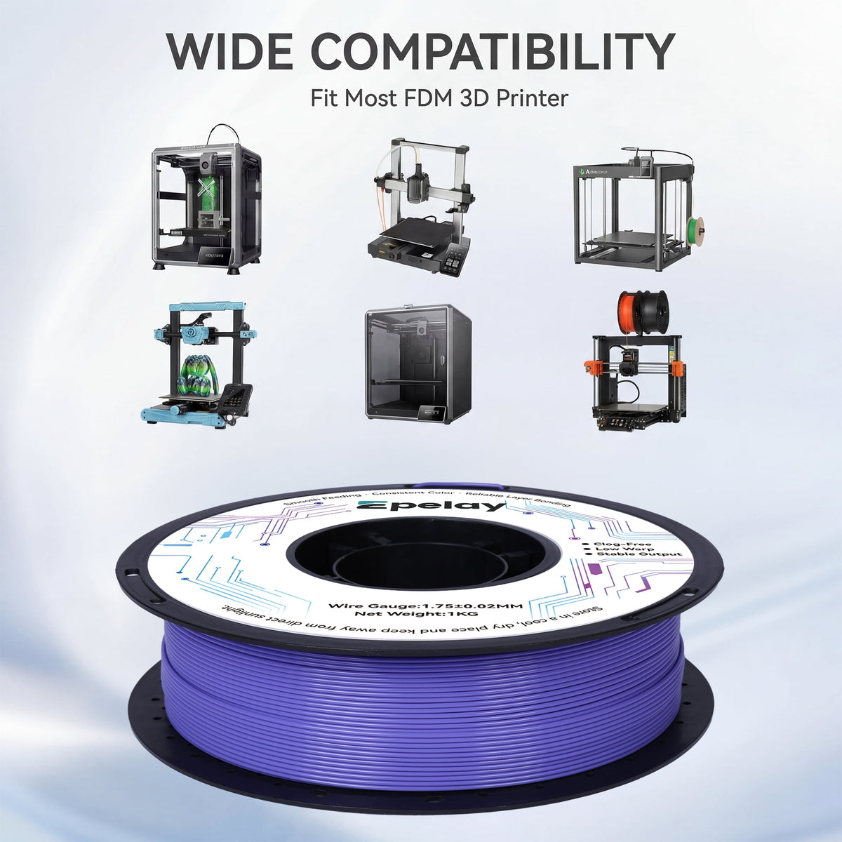 Epelay PLA Plus 3D Printer Filament, 1.75mm, 1kg Spool, Black, Compatible with Most FDM Printers