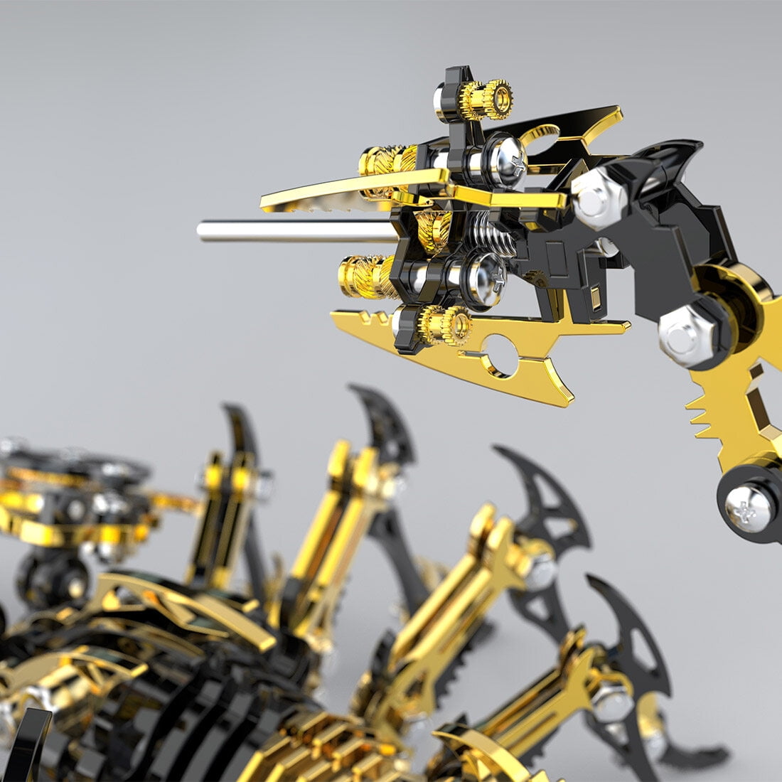 3D Metal Puzzle for Adult, 220PCS+ 3D Steampunk Mechanical Scorpion King Model Kits, DIY ArtCraft Puzzle for Desk Ornaments (Black & Golden)