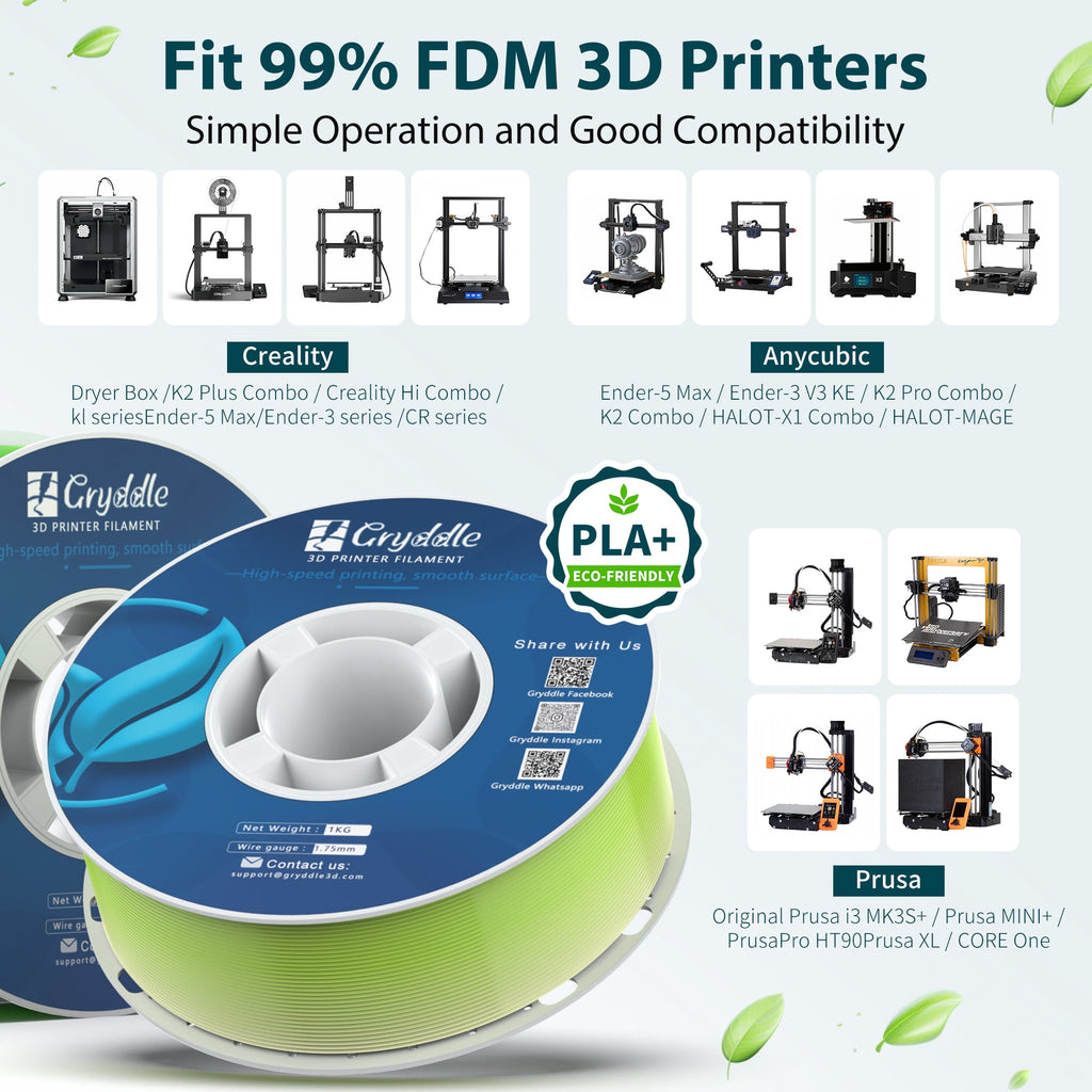 Gryddle PLA 3D Printer Filament 1.75mm, 14 Rolls Bundle (1kg/2.2lb per Roll), 14kg Total, High Dimensional Accuracy & Low Odor, Suitable for Beginners, Compatible with FDM Printers