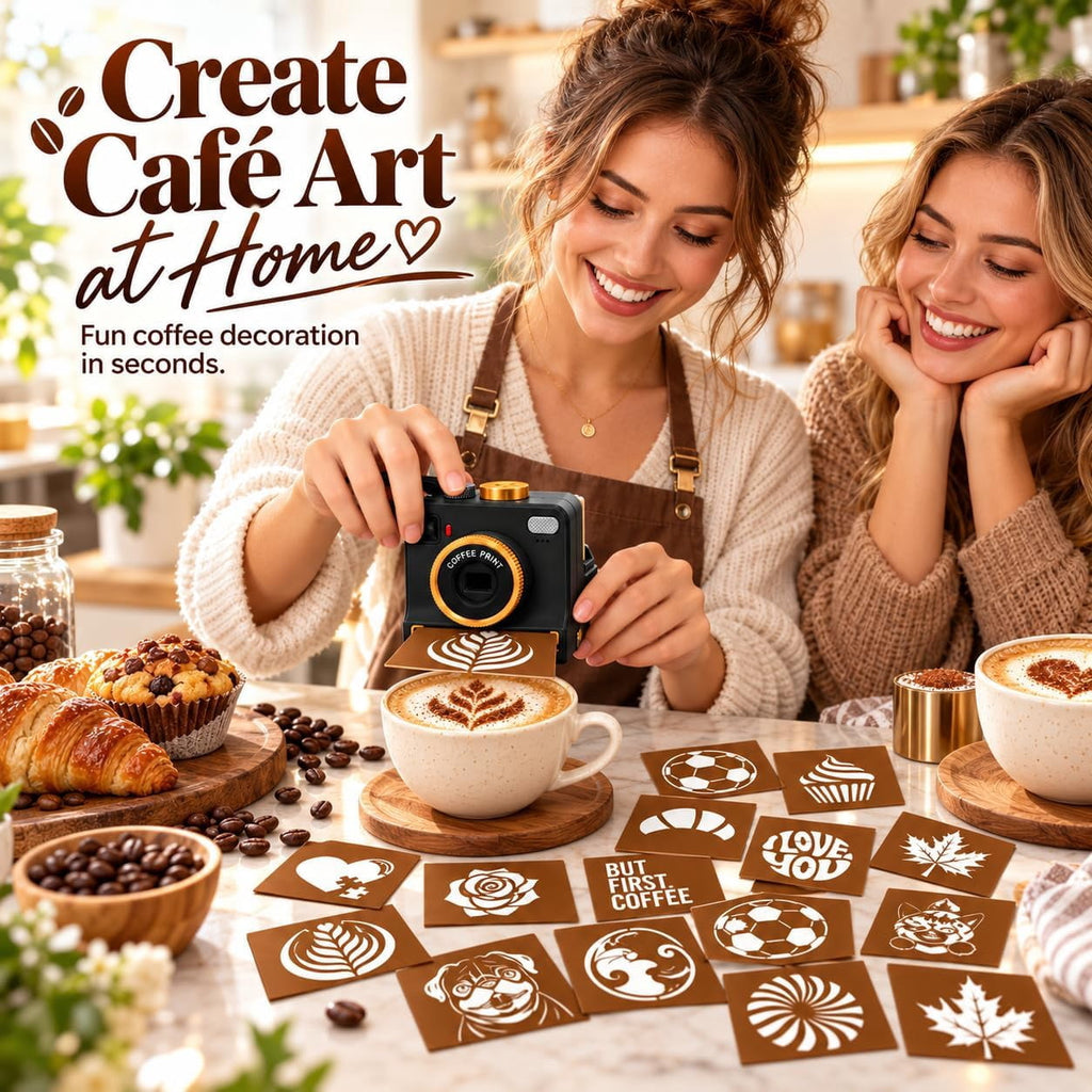 Coffee Printer Machine, 3D Latte Art Coffee Printer , Edible Ink Pre‑Set Pattern Printer for Coffee Foam, Gift for Coffee Enthusiasts