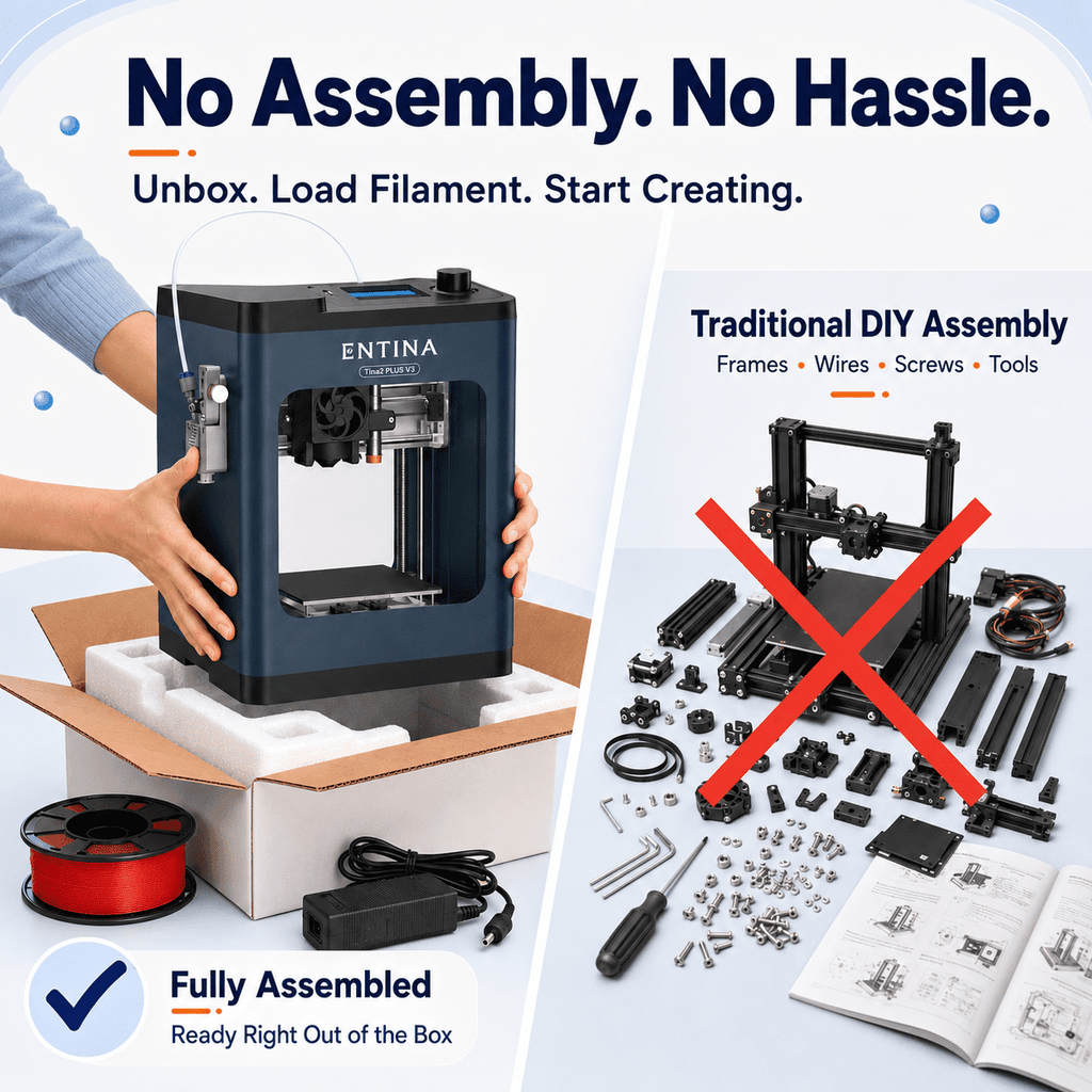 Entina Desktop 3D Printer Tina2S, Wi-Fi Control Auto Leveling Heated Plate for Beginners STEM DIY