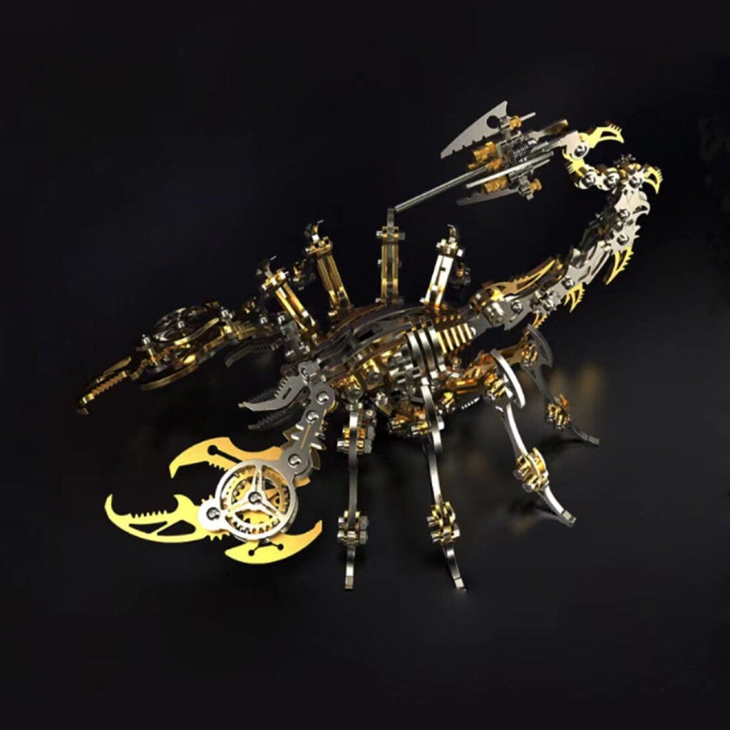 3D Metal Puzzle for Adult, 220PCS+ 3D Steampunk Mechanical Scorpion King Model Kits, DIY ArtCraft Puzzle for Desk Ornaments (Black & Golden)