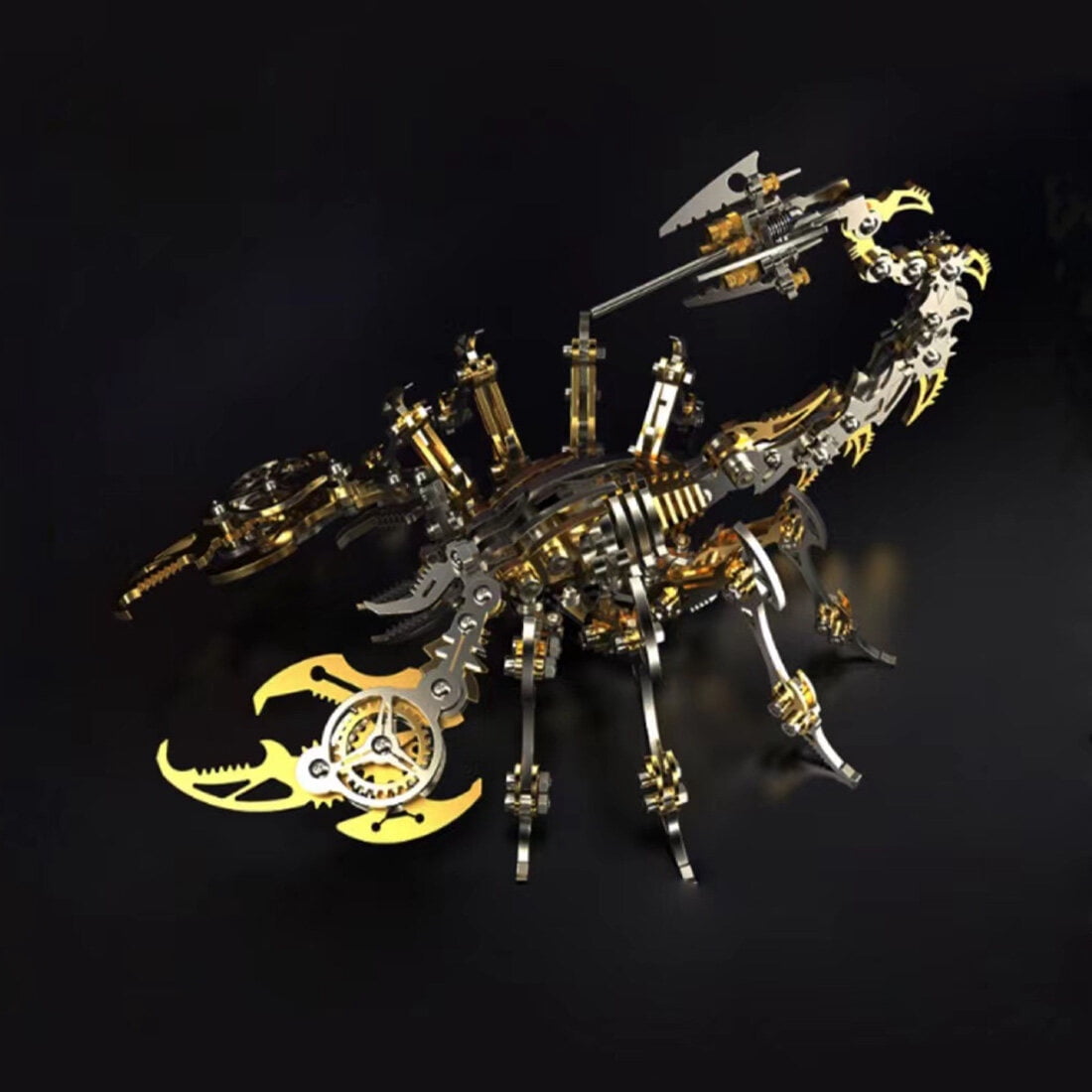 3D Metal Puzzle for Adult, 220PCS+ 3D Steampunk Mechanical Scorpion King Model Kits, DIY ArtCraft Puzzle for Desk Ornaments (Black & Golden)