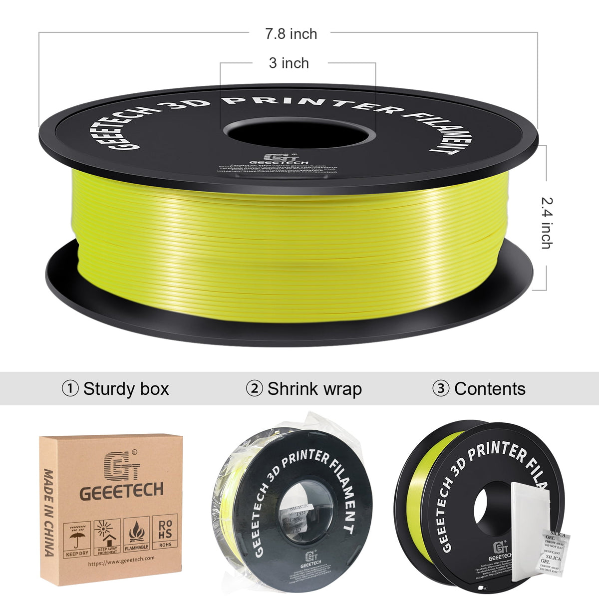 Geeetech gradient color 3D Printer PLA Filament 1KG Toughness Enhanced Filament with 1.75mm Dimensional Accuracy +/-0.03mm, 1080 Feet per Roll, Vacuum Packaging