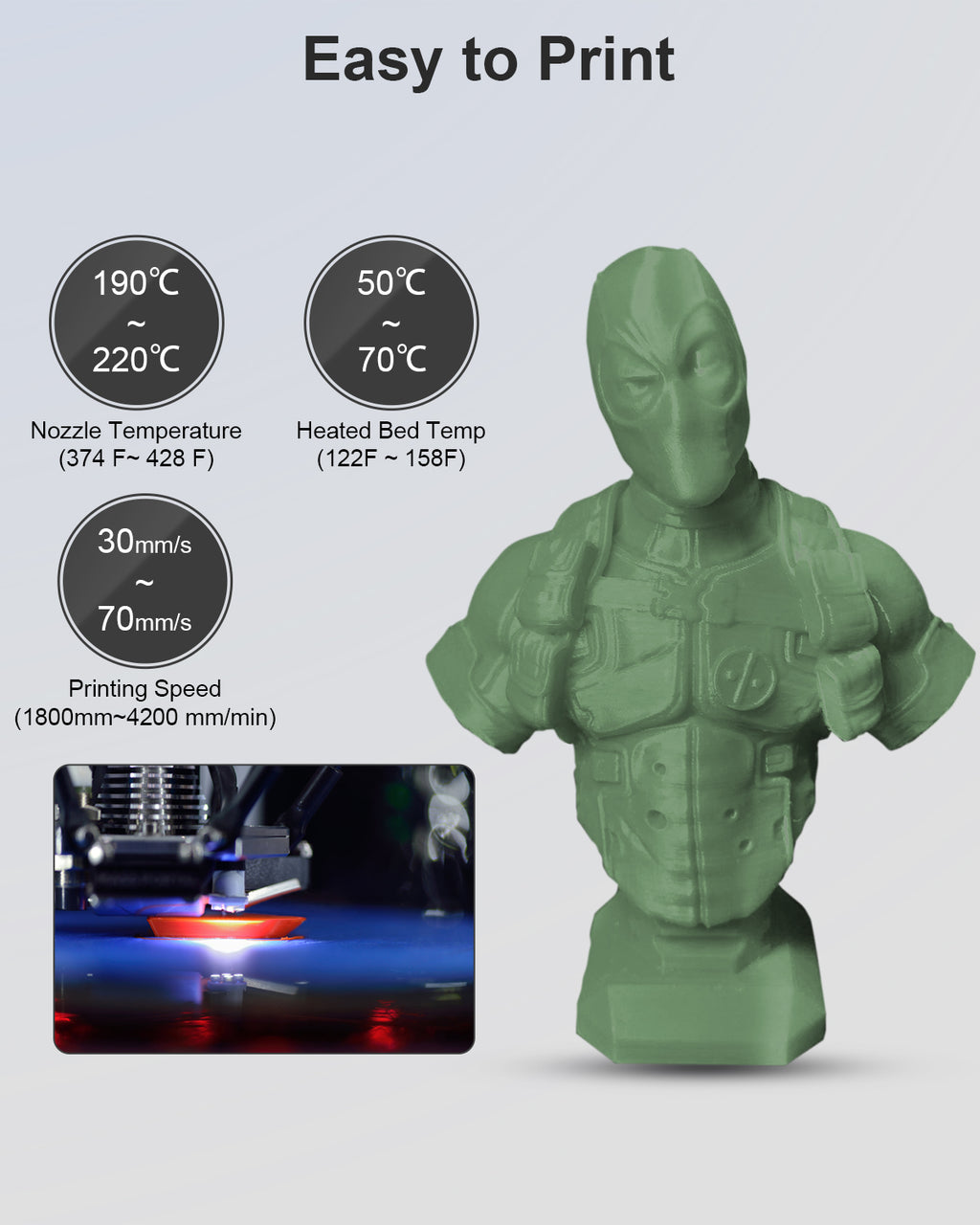 GEEETECH Matte PLA Filament, 1.75mm Matte Black 3D Printer Filament, 1kg Spool (2.2lbs), Dimensional Accuracy +/- 0.03 mm, Fit Most FDM Printer