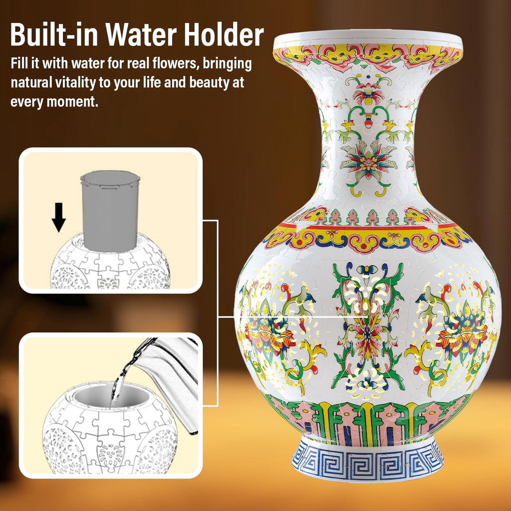 3D Vase Puzzle with Lighting ,200Pieces 3D Puzzles for Adults,Vase Puzzle for Home Decor,Christmas Birthday Gifts