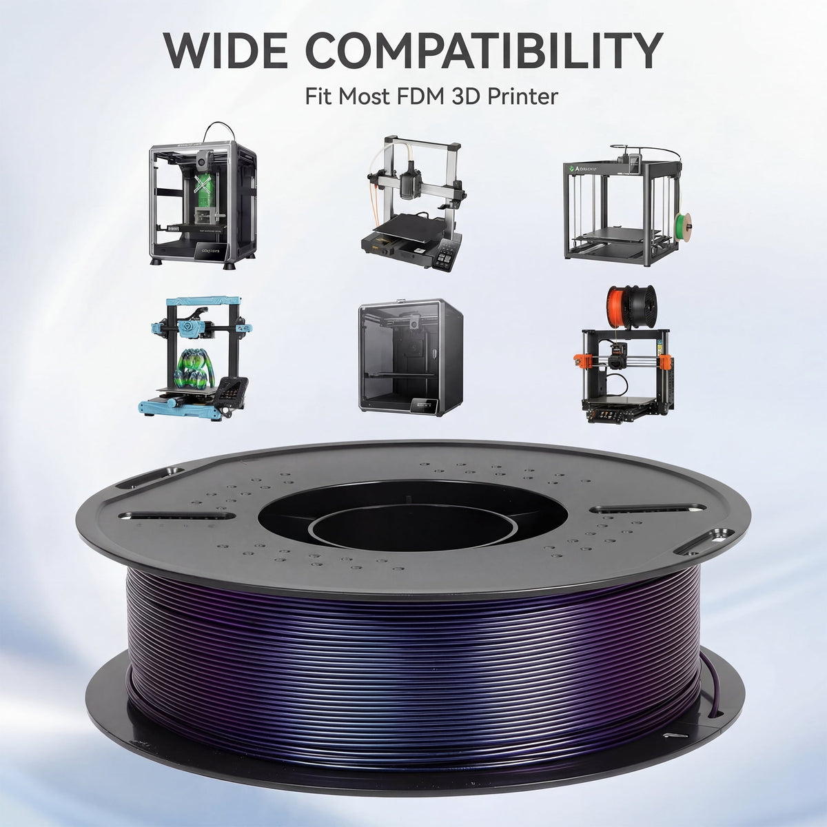 Epelay PLA Plus 3D Printer Filament, 1.75mm, 1kg Spool, Black, Compatible with Most FDM Printers