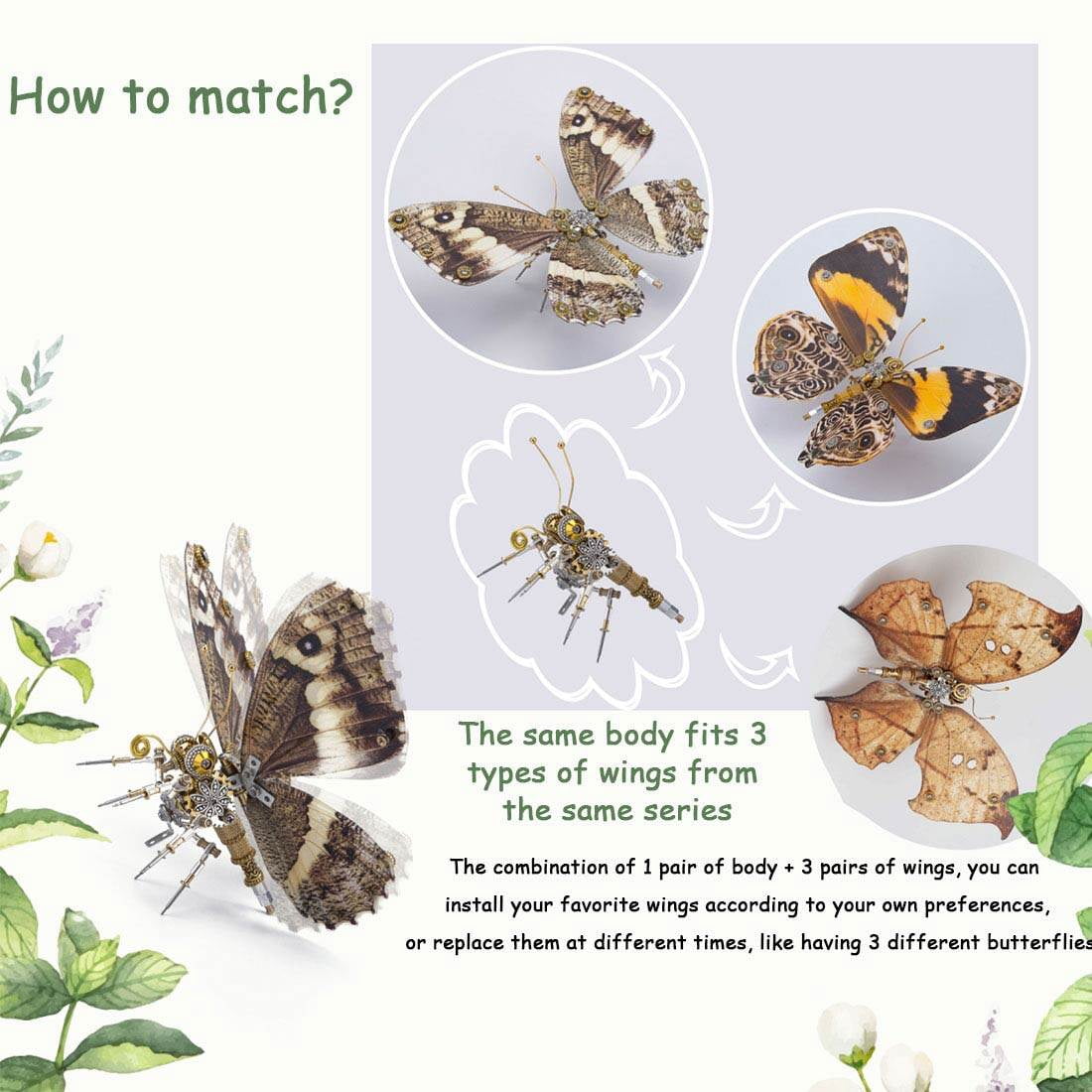 3D Metal Puzzle Butterfly Lymantria Punicea 200+ PCS, Steampunk Mechanical Model Kit With DIY Assembly, Home Display Desk Decor For Adult Collectors And Creative Gifts