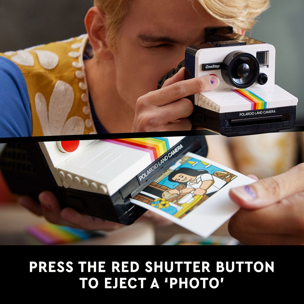 LEGO Ideas Polaroid OneStep SX-70 Camera Building Set - Collectible Display Model of Polaroid Camera - Gift for Graduation - Decoration for Room or Office for Photography Lovers - 21345