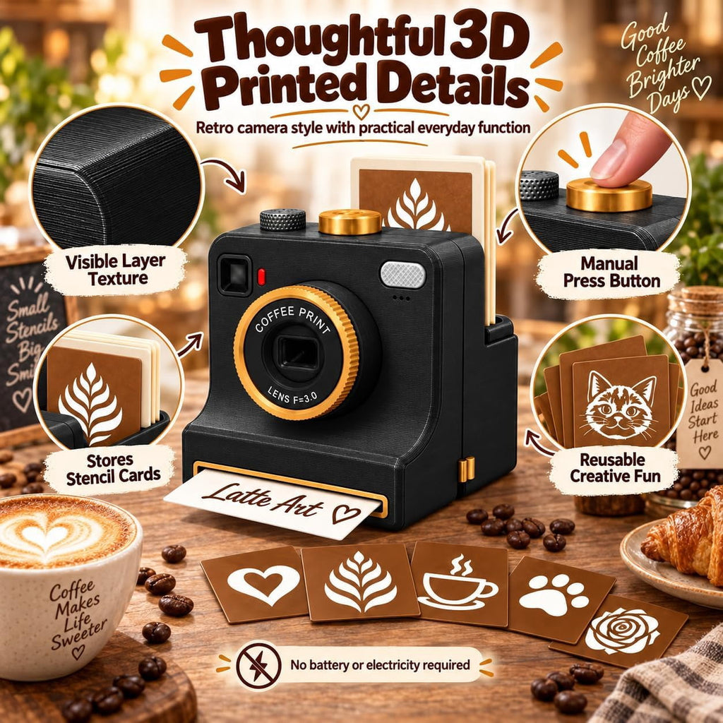 Coffee Printer Machine, 3D Latte Art Coffee Printer , Edible Ink Pre‑Set Pattern Printer for Coffee Foam, Gift for Coffee Enthusiasts