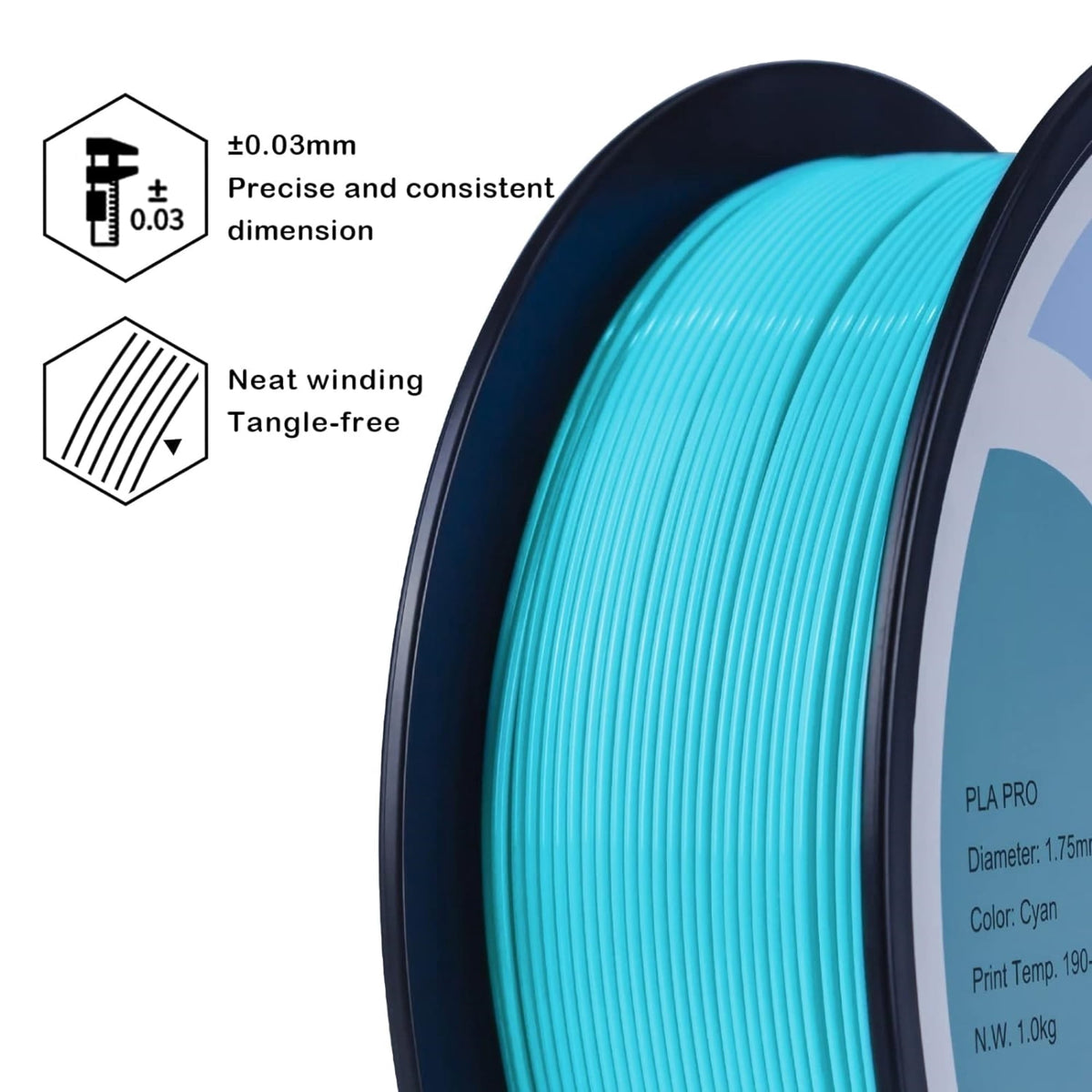Ziro 3D PLA PRO Filament, 1.75mm 1kg, Metallic Silver