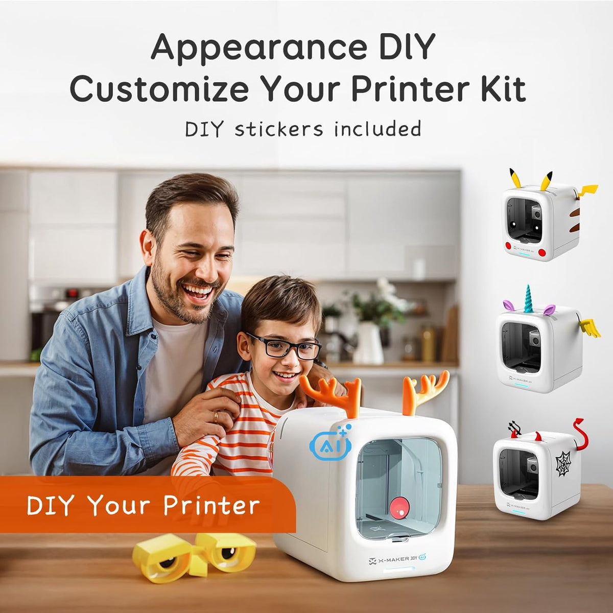 AOSEED 3D Printer Deal Pack for Kid (AI-Powered) with 4 PLA Filament Set, Built-in 1500+ Models 15+ Mini 3D Design Module, 0.05mm High Precision, 200mm/s High Speed Printing