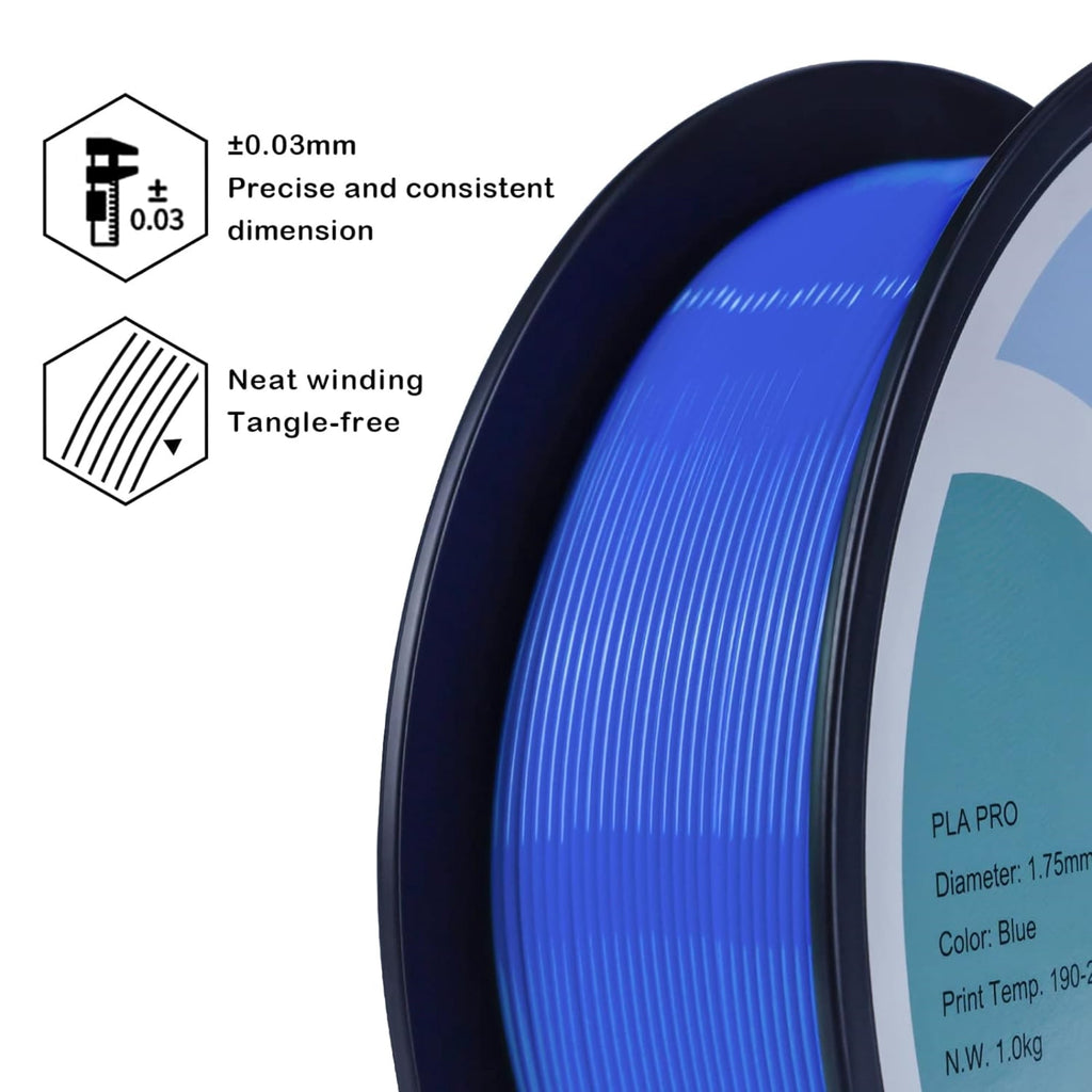 Ziro 3D PLA PRO Filament, 1.75mm 1kg, Metallic Silver
