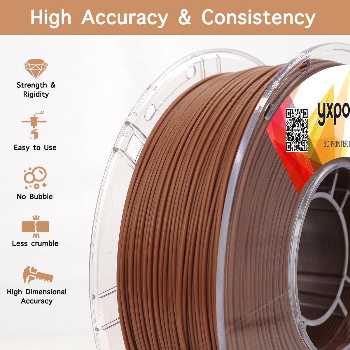 YXPOLYER PLA Filament Food Grade 1.75mm 1kg for 3D Printing, PLA+ Skin Flesh Tone 3D Printer Filament AMS-Compatible