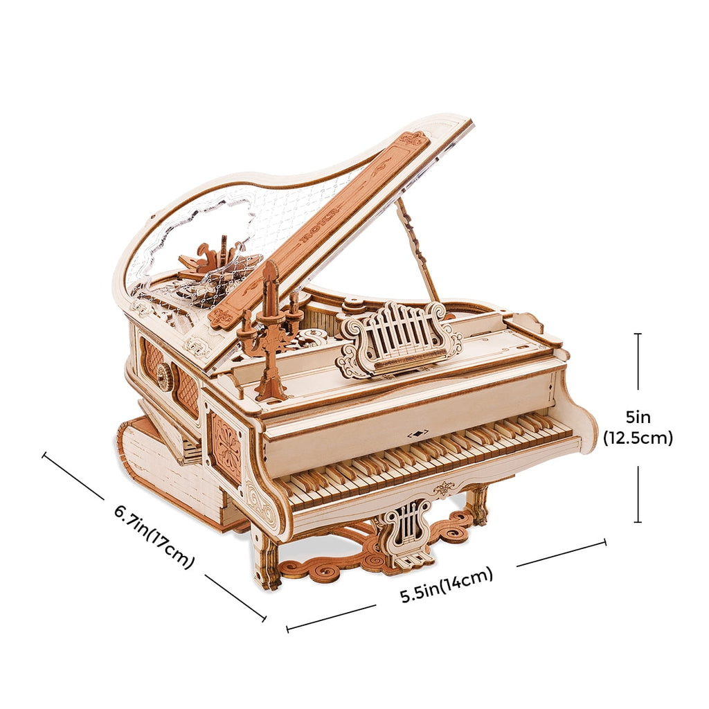 ROKR 3D Wooden Puzzle Magic Piano Mechanical Music Box,Toy Building Model Kit Desk Decor Gift for Adult Kid