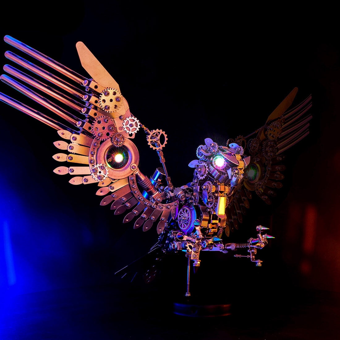 Lantern Fish 3D Metal Puzzle DIY Steampunk Assembly Kit, 700+PCS Mechanical Model with Movable Fins, Color-Changing Lamp & Collectible Gift for Adults & Teens