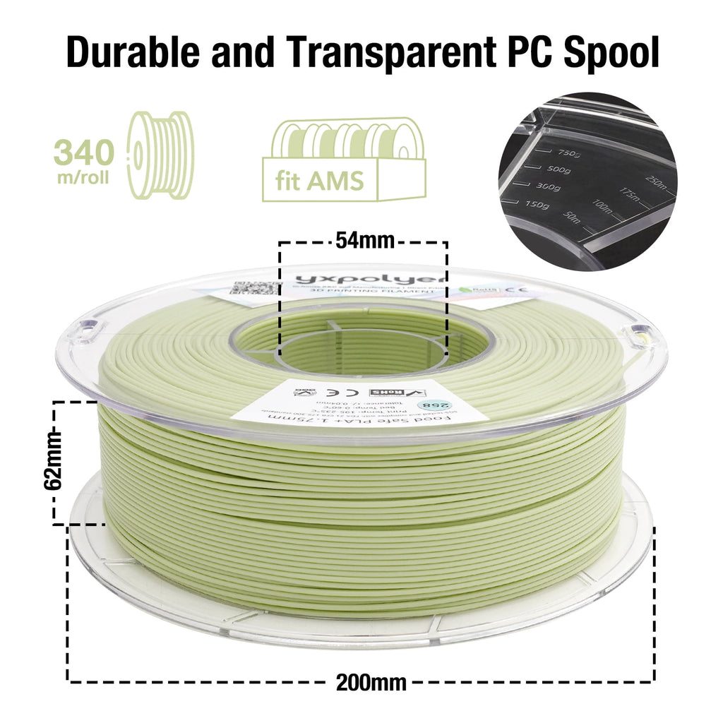YXPOLYER PLA Filament Food Grade 1.75mm 1kg for 3D Printing, PLA+ Skin Flesh Tone 3D Printer Filament AMS-Compatible