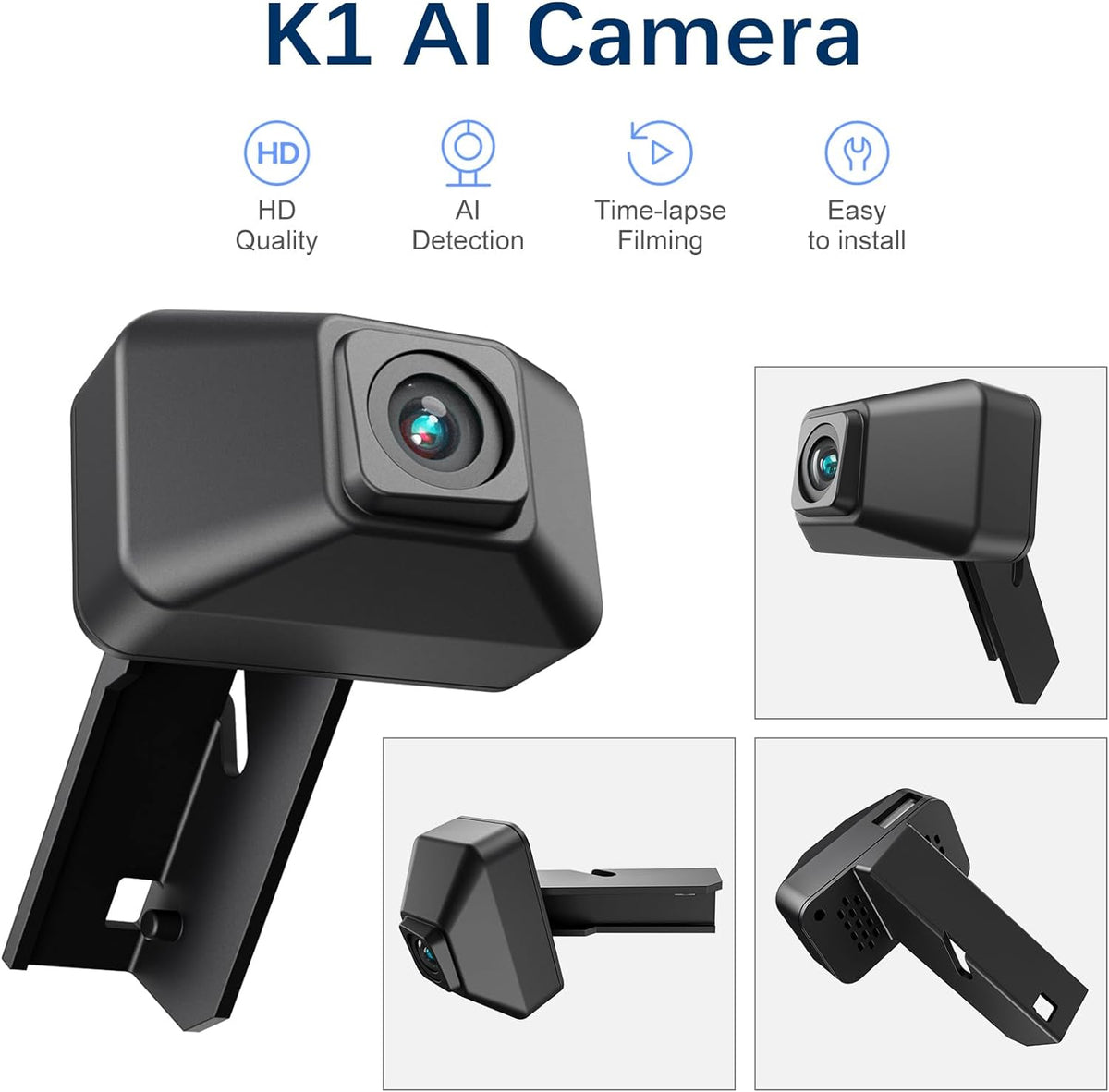 Creality Official K1 AI Camera, HD Quality, AI Detection, Time-Lapse Filming, Real-time Viewing, Easy Install, Keen Watch to Reduce Waste of Filaments, K1/K1 MAX 3D Printer Accessory, Black