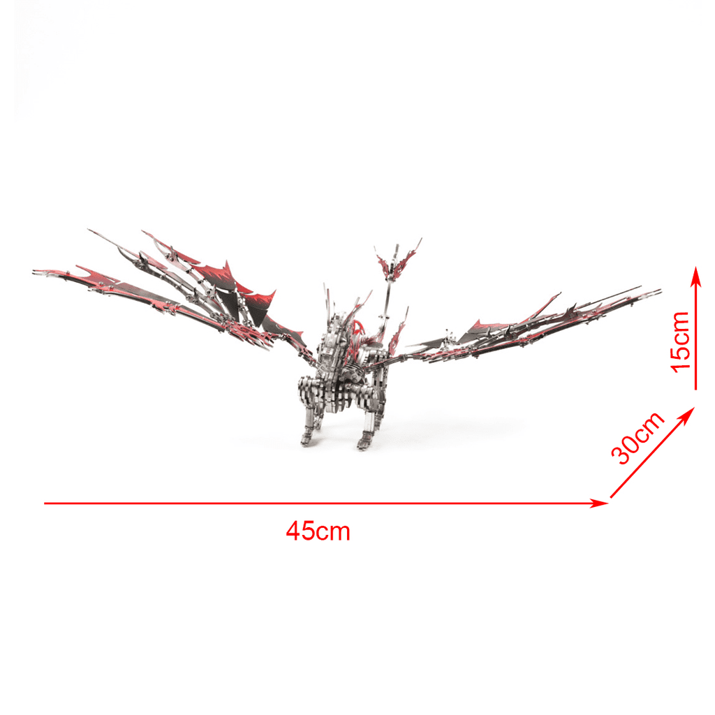 3D Metal Puzzles Mechanical Fire-Breathing Dragon Model Kit, 200+PCS DIY Assembly, No-Glue Snap-Fit Steampunk Animal Puzzle for Adults & Teens 16+, Exquisite Desk Decor, Gift for Men