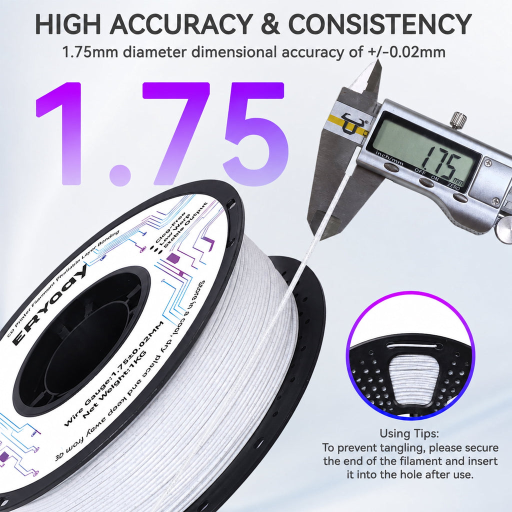 Epelay PLA Plus 3D Printer Filament, 1.75mm, 1kg Spool, White, Compatible with Most FDM Printers