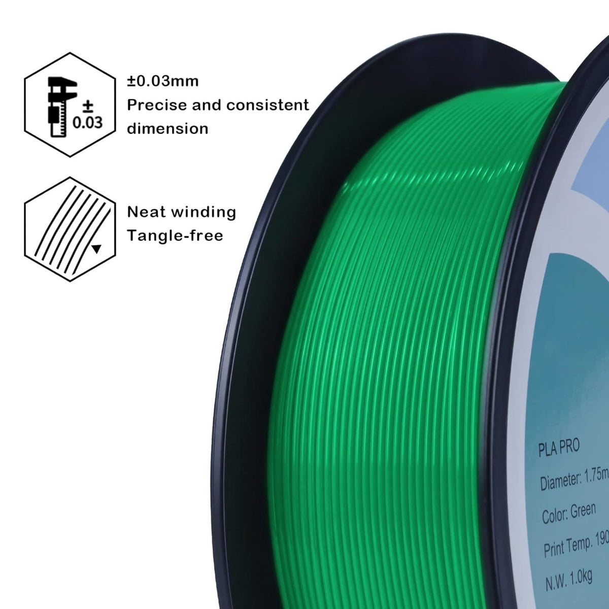 Ziro 3D PLA PRO Filament, 1.75mm 1kg, Metallic Silver
