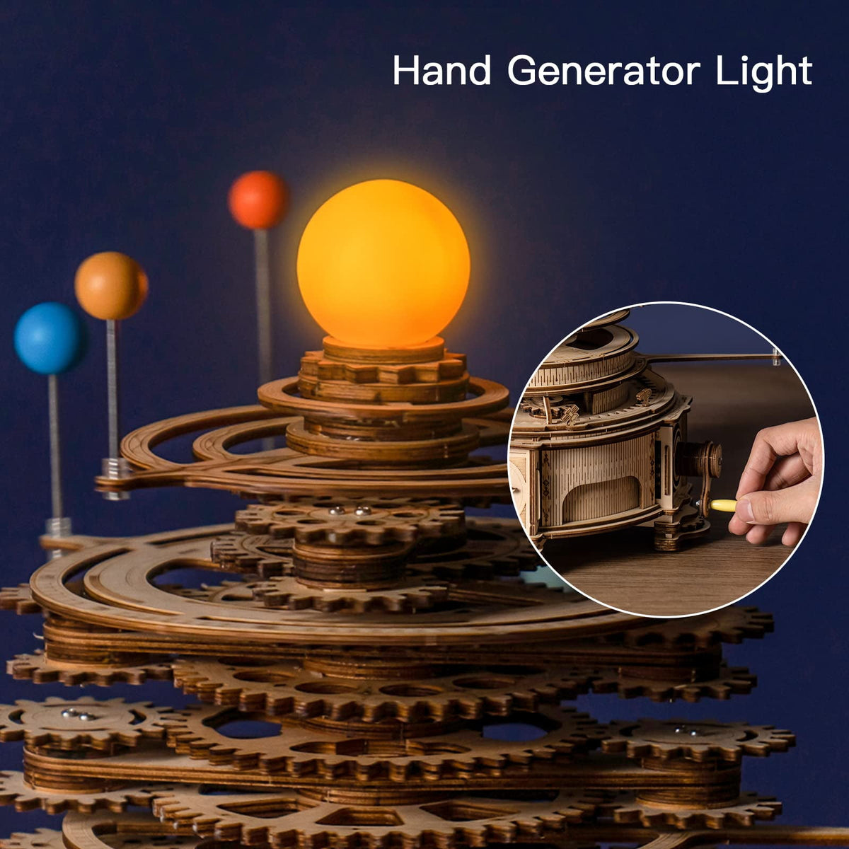 ROKR 316 Pieces 3D Wooden Puzzle Orrery Solar System Model Kit Crafts Desk Decor Gift for Adults Teens