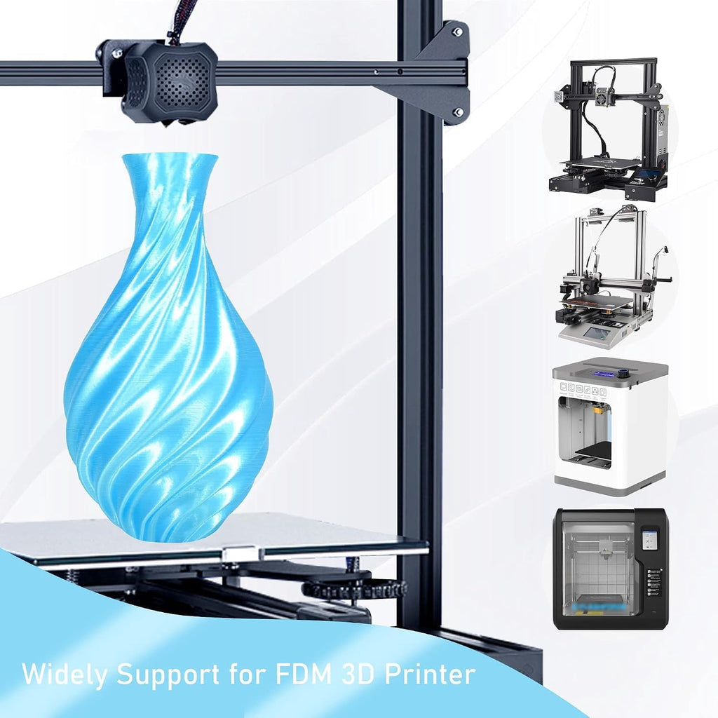 Silk PLA 3D Printing Filament 1.75mm 3D Printing Filament 1KG, Dimensional Accuracy ±0.03mm, Compatible with Most FDM 3D Printers, Blue