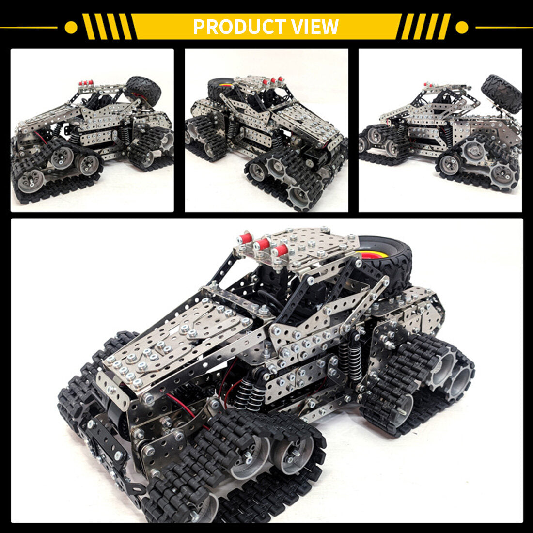 3D Metal Puzzle RC Off-Road Truck, 1292PCS DIY Metal Model Kit, Tracked Engineering Vehicle with 360° Rotation, 3D Puzzle for Adults, Electric Remote Control Car Building Set
