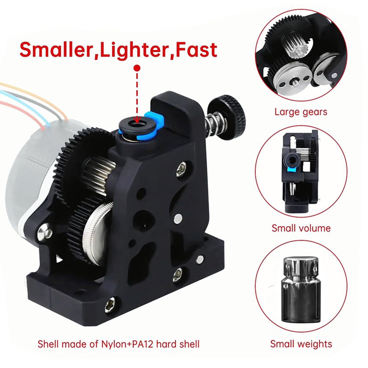 Premium All Metal 3D Printer Extruder Kit High Concentricity 9.5:1 Gear Ratio Replacement Part for CR10 Ender 3 CR6 Series Machines 1.75mm / 0.07 inches Filament Supported Silver Edition