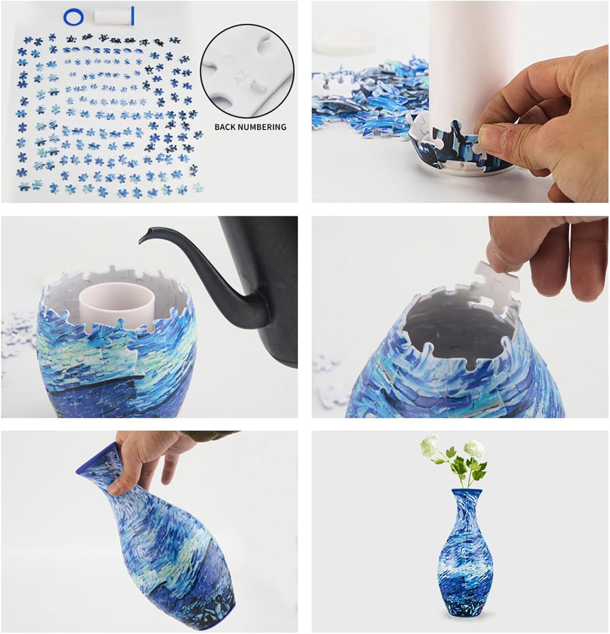 Emboadlie/Presumablyi/Minutetiny 3D Puzzle Vase, 3D Flower Vase Puzzle for Adults, 160 Pieces, Unique Art for Living Room, Office Decoration, House Warming Gift (B)