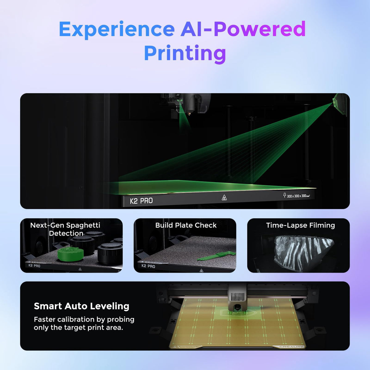Creality K2 Pro Combo 3D Printer with CFS, 600mm/s High-Speed, 300×300×300mm Build Volume, Multi-Color Printing, Dual AI Cameras, Auto Leveling