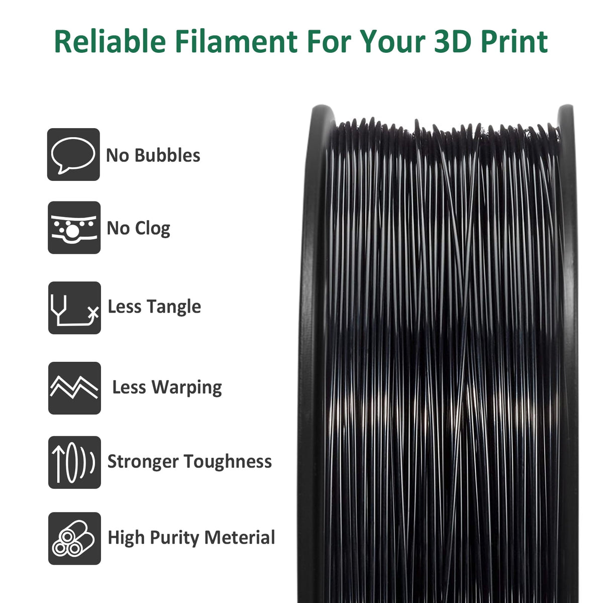 GEEETECH Matte PLA Filament, 1.75mm Matte Black 3D Printer Filament, 1kg Spool (2.2lbs), Dimensional Accuracy +/- 0.03 mm, Fit Most FDM Printer