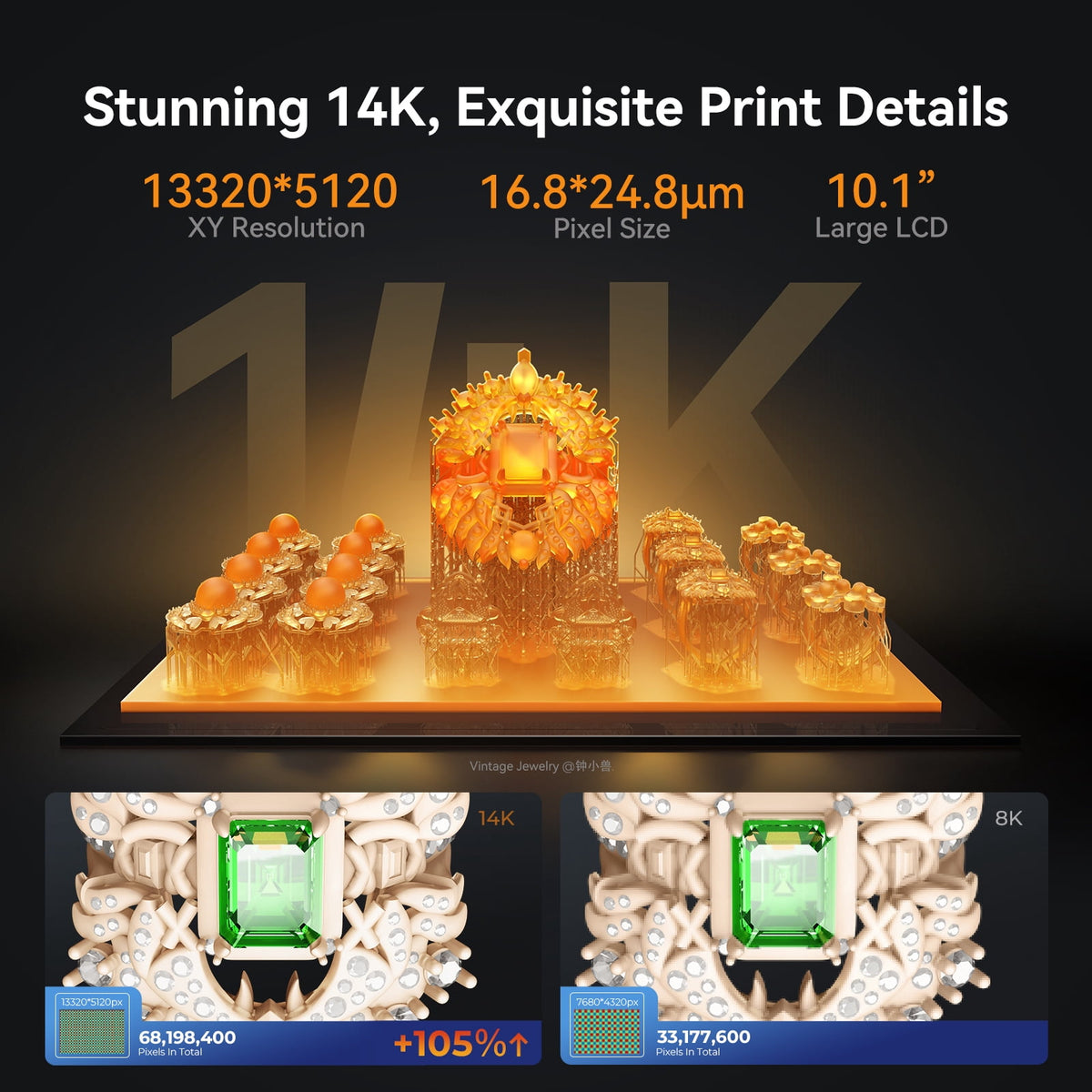 Creality HALOT-MAGE S Resin 3D Printer 10.1" LCD with 14K Resolution 150mm/h Speed with 5 Colors High Rigid Resin for Gift